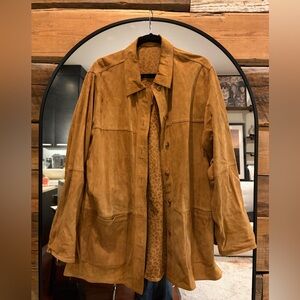 Vintage Tan Suede Reversible Jacket | Leopard Print Interior